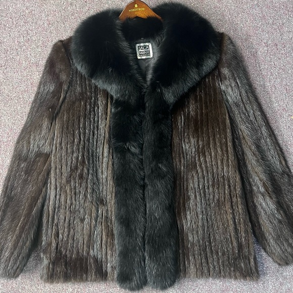 SAGA MINK brown & Black Mink Coat size XL - Picture 1 of 7